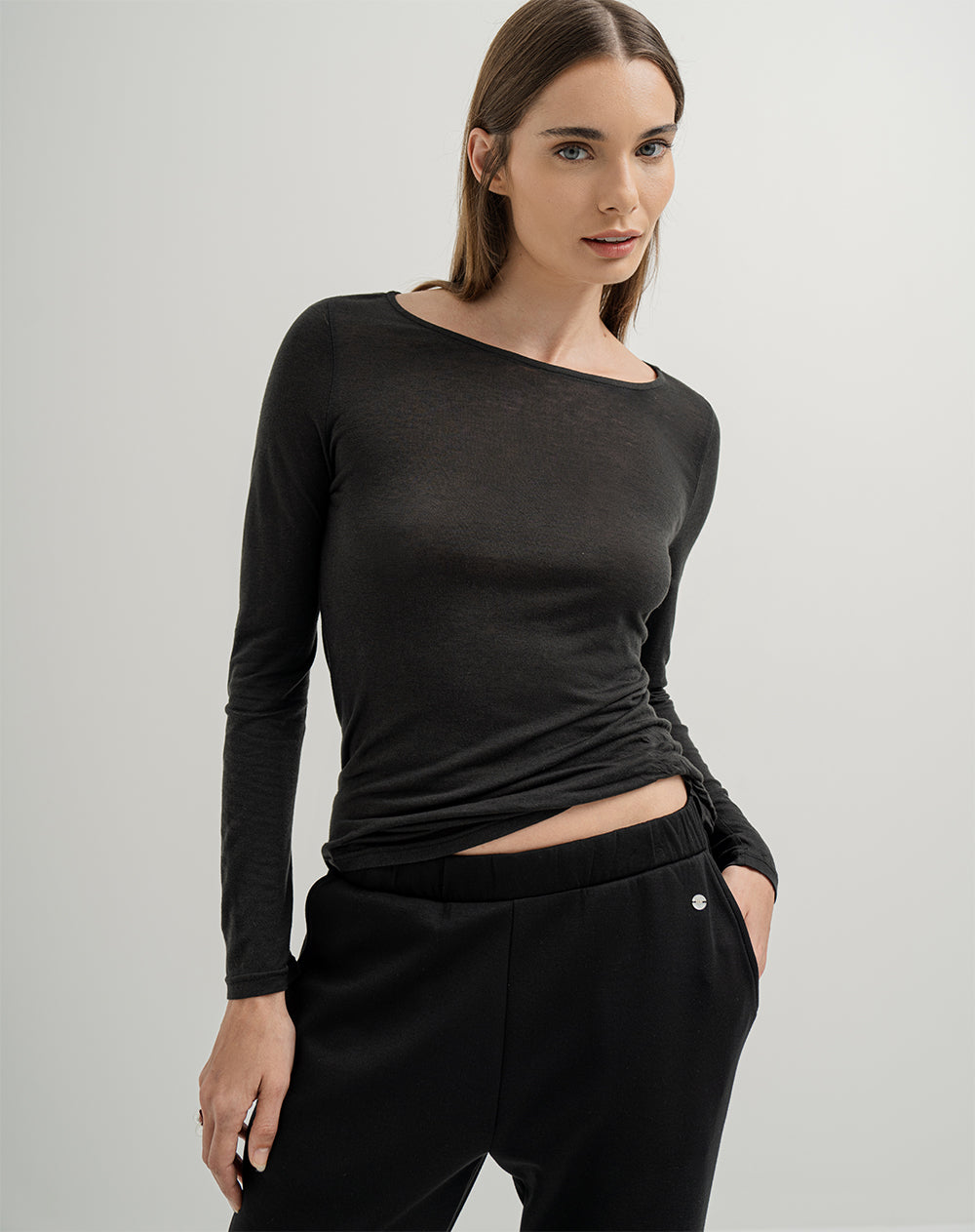 Camibuso Cuello Redondo Manga Larga Camiseta Cuello Redondo Manga