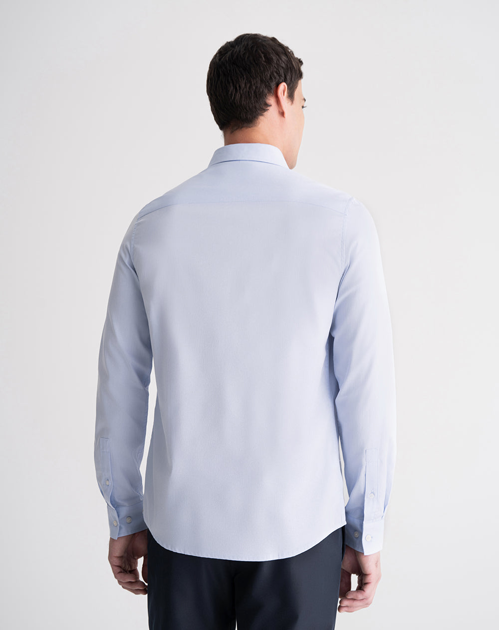 Camisa manga larga regular algodón azul hombre