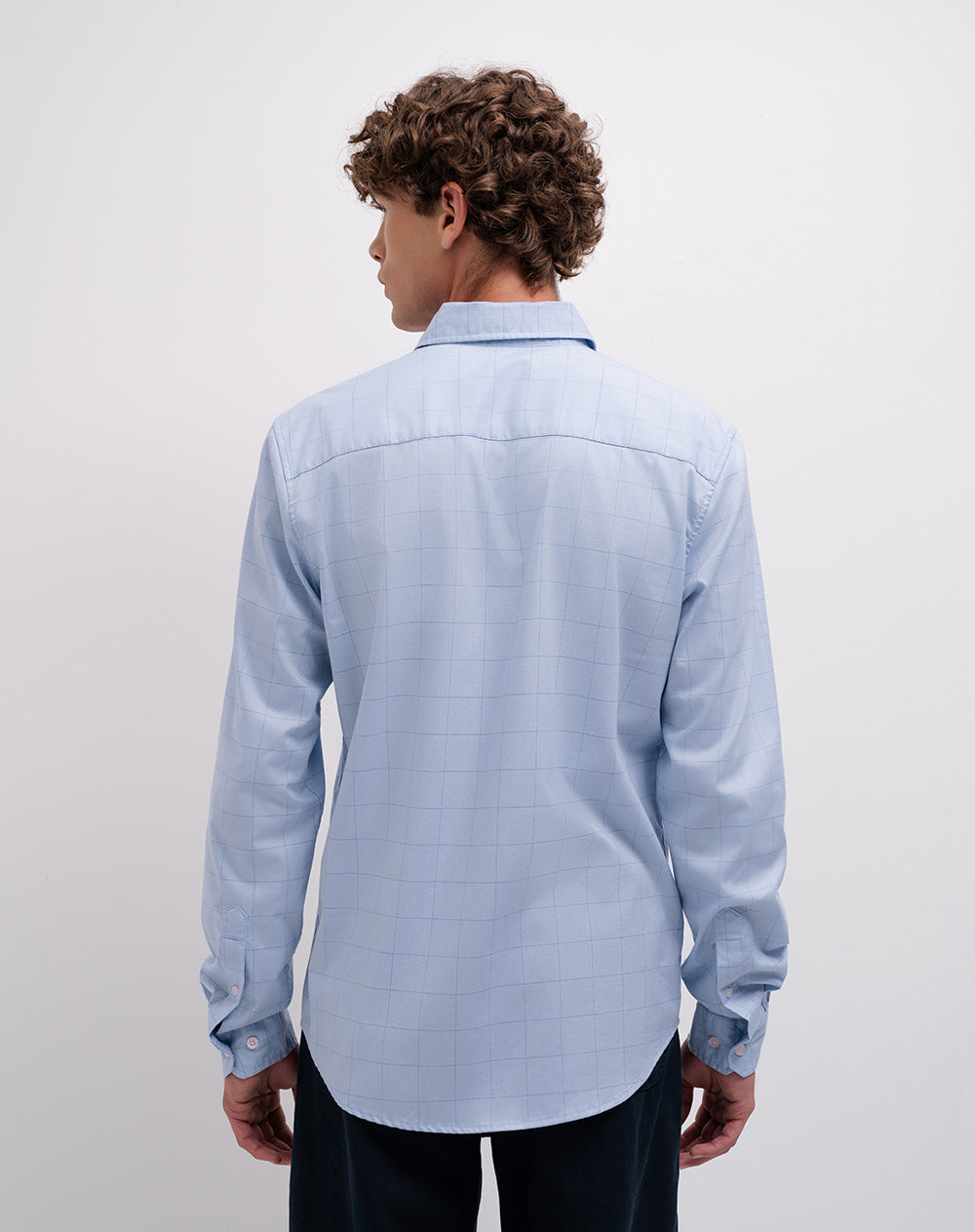 Camisa manga larga regular cuadros hombre