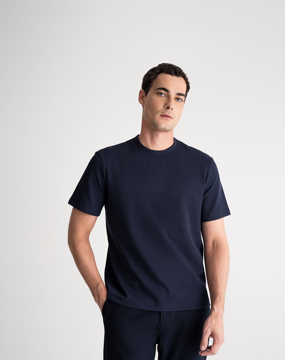 Camiseta regular fit manga corta azul