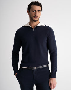 Buzo regular tejido de punto algodón azul hombre