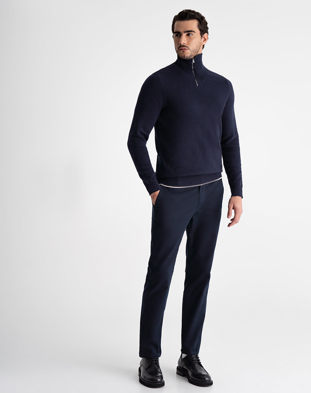 Buzo regular tejido de punto algodón azul hombre