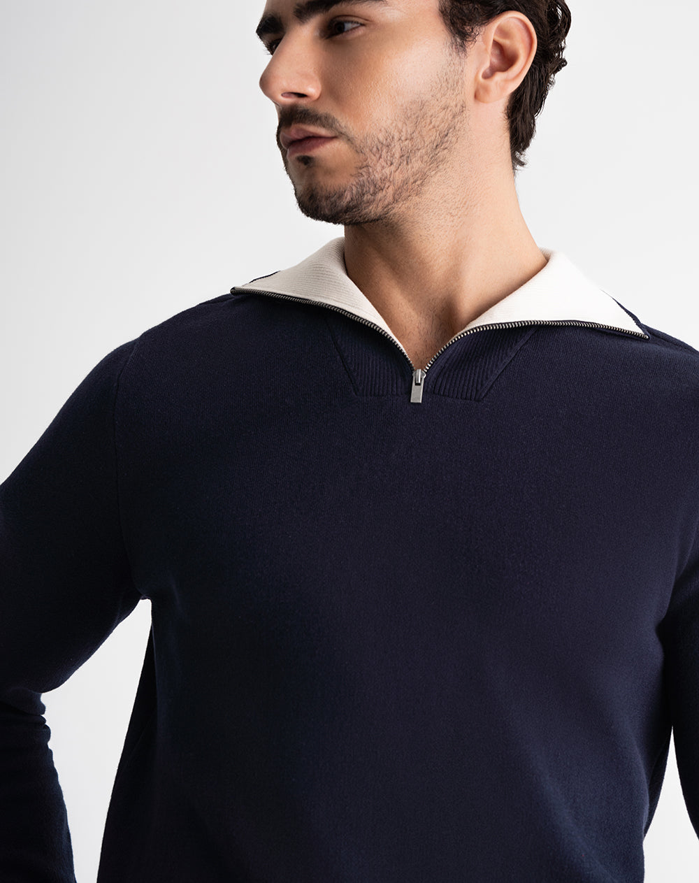 Buzo regular tejido de punto algodón azul hombre