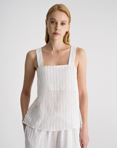 Blusa efecto arrugado habano rayas mujer