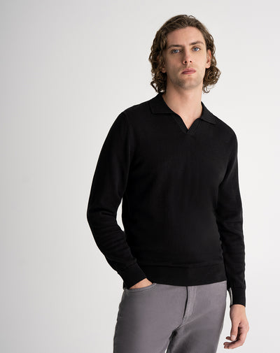 Buzo regular tejido de punto negro hombre