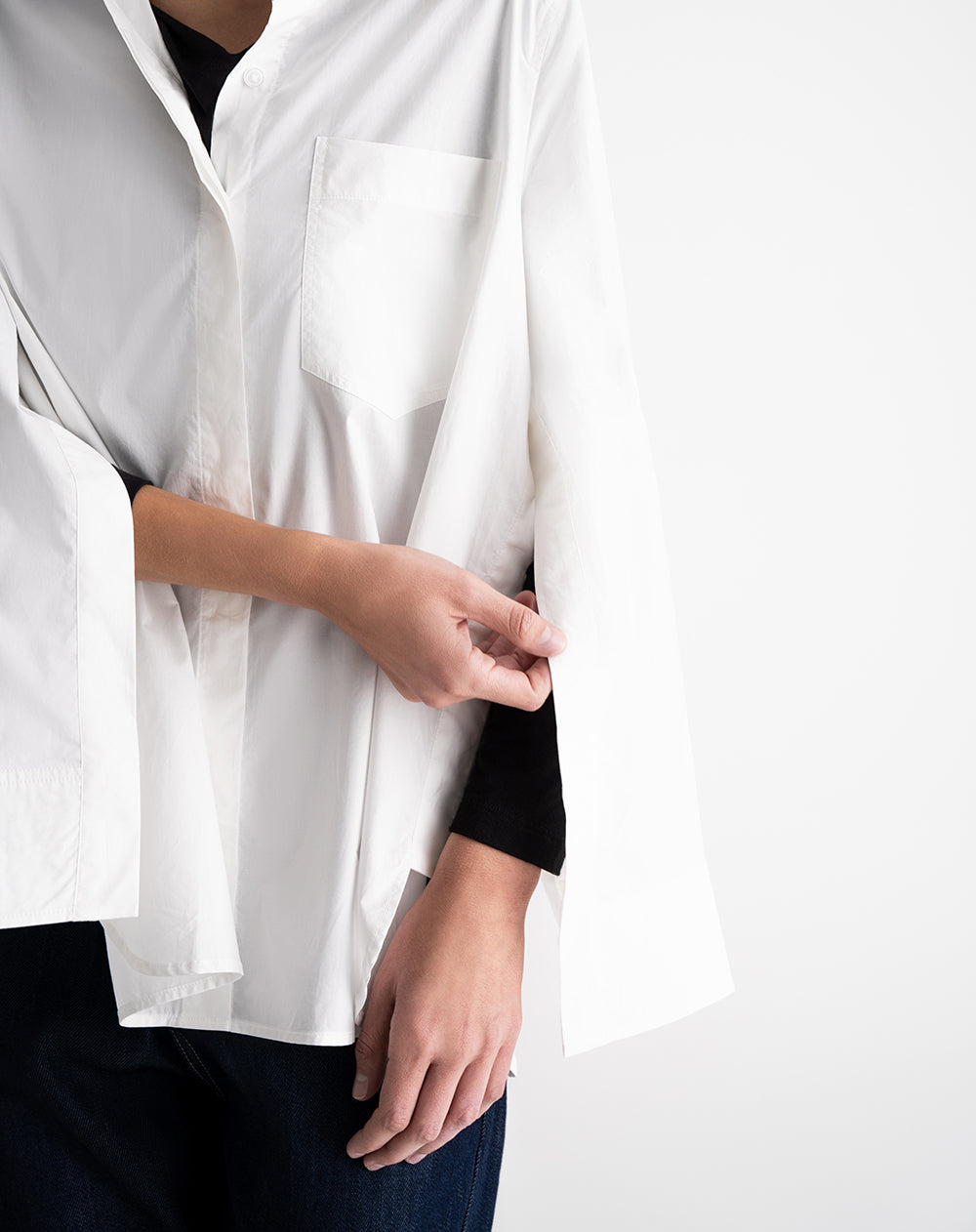 Camisa manga larga oversize perilla en costados crudo mujer