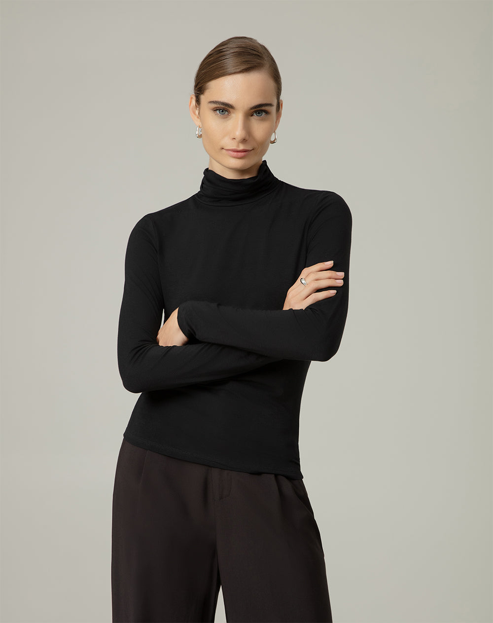 Blusa Cuello Alto Blusa Manga Larga Mujer Negra Cuello Alto Blusas