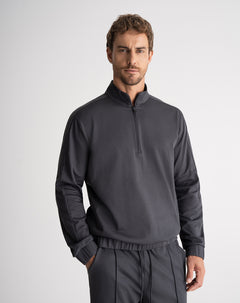 Buzo tipo polo regular algodón gris hombre
