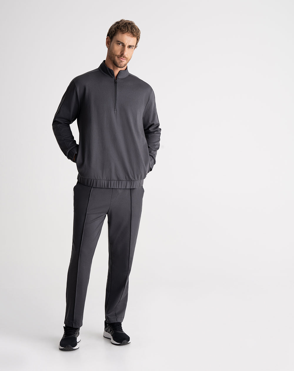 Buzo tipo polo regular algodón gris hombre