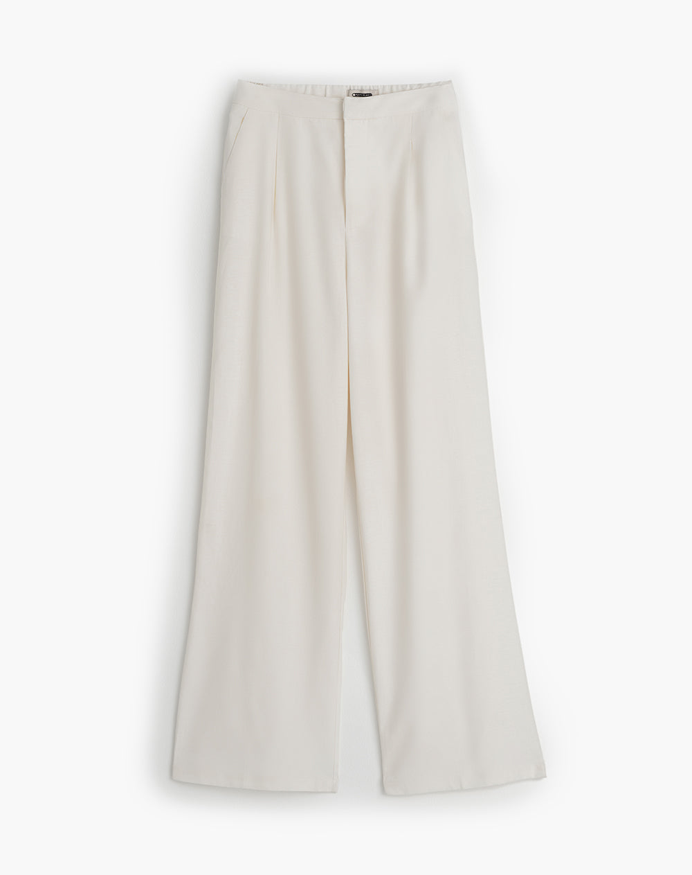 Pantalón palazzo tiro alto elástico en cintura crudo mujer