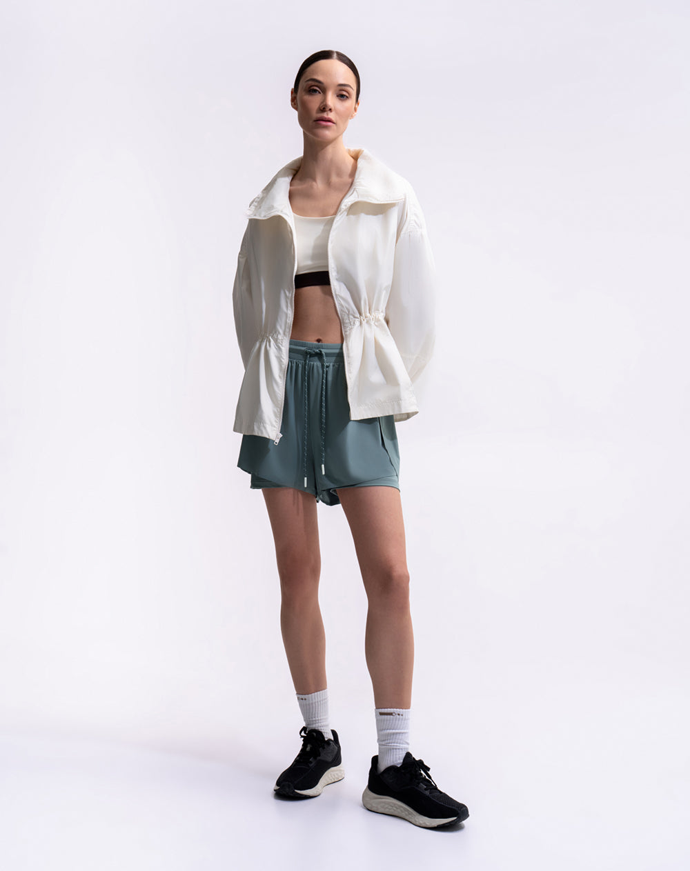 Short deportivo ciclista interno gris verdoso mujer