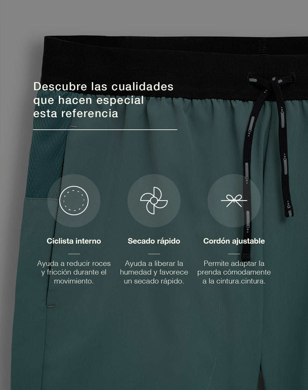 Pantaloneta deportiva ciclista interno verde hombre