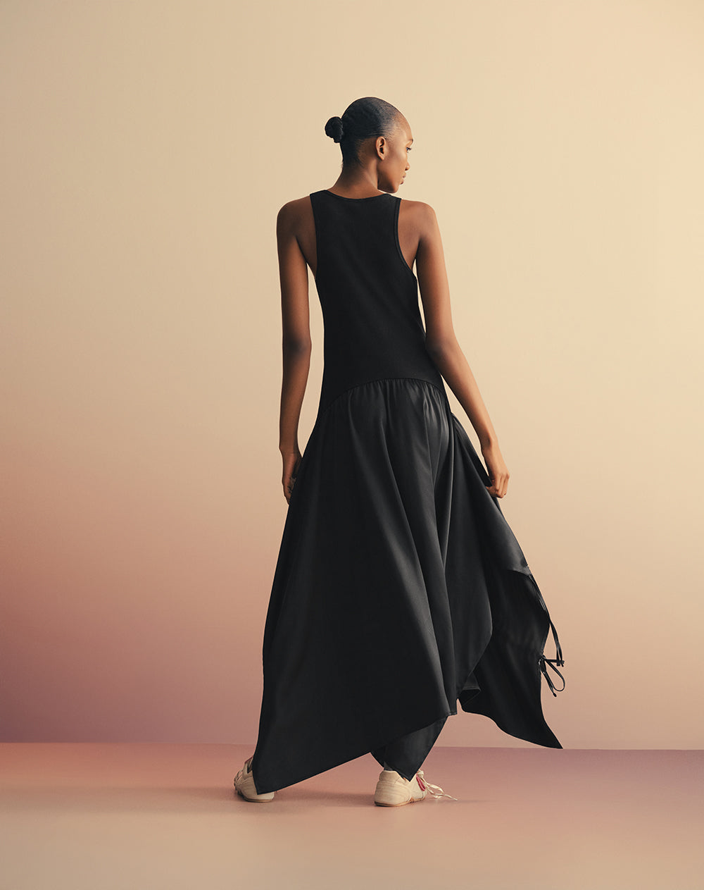 Vestido maxi + buzo crop tejido de punto negro mujer