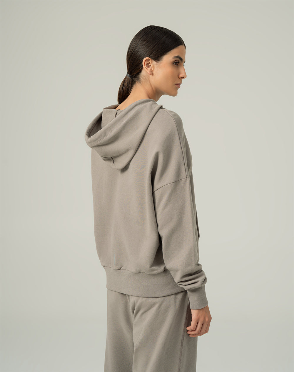 Buzo tipo hoddie algodón cáfe mujer