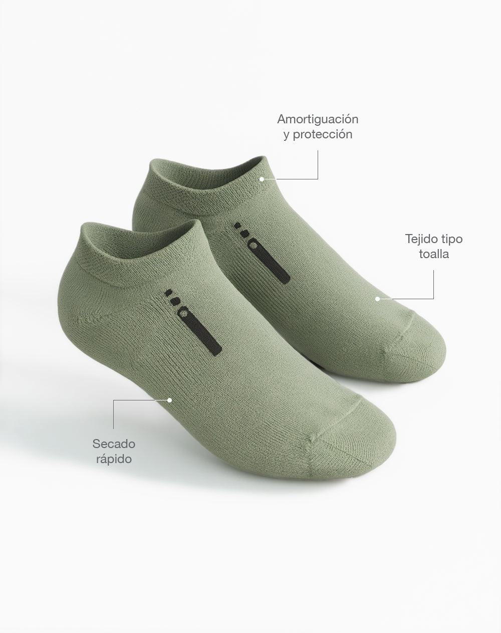 Medias deportivas mujer tobillera secado rápido verdes