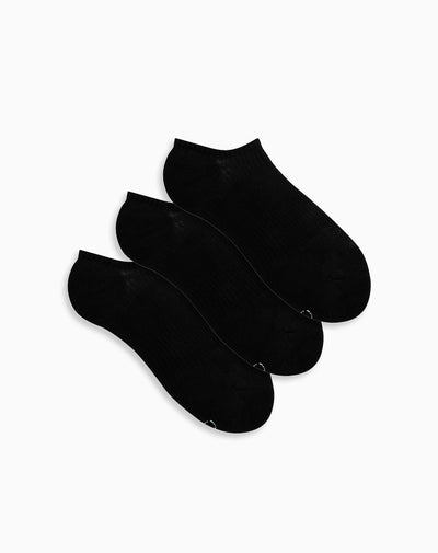 Medias deportivas mujer tobillera corta alcolchadas pack x3 negro