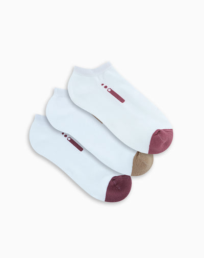 Medias deportivas mujer tobillera corta pack x3 blanco
