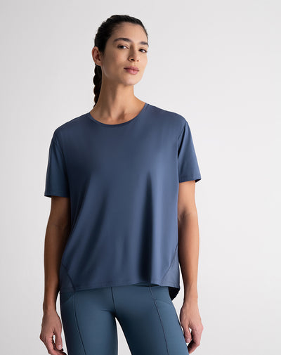 Camiseta deportiva mujer control humedad azul