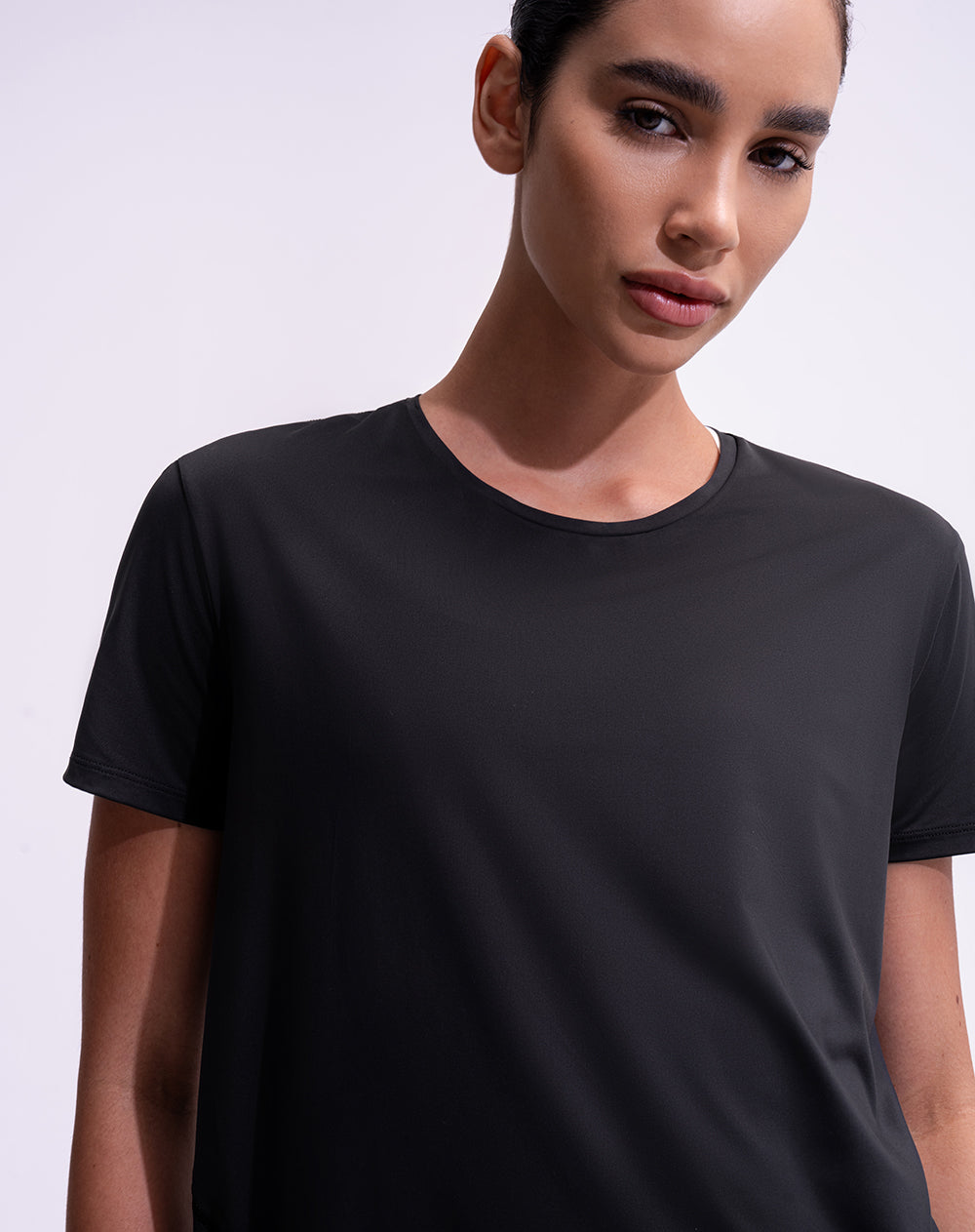 Camiseta deportiva control humedad negra mujer
