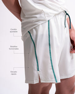 Pantaloneta deportiva secado rápido blanca hombre