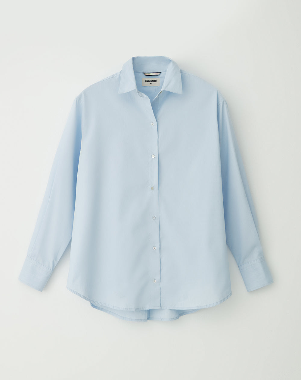 Camisa manga larga oversize azul mujer