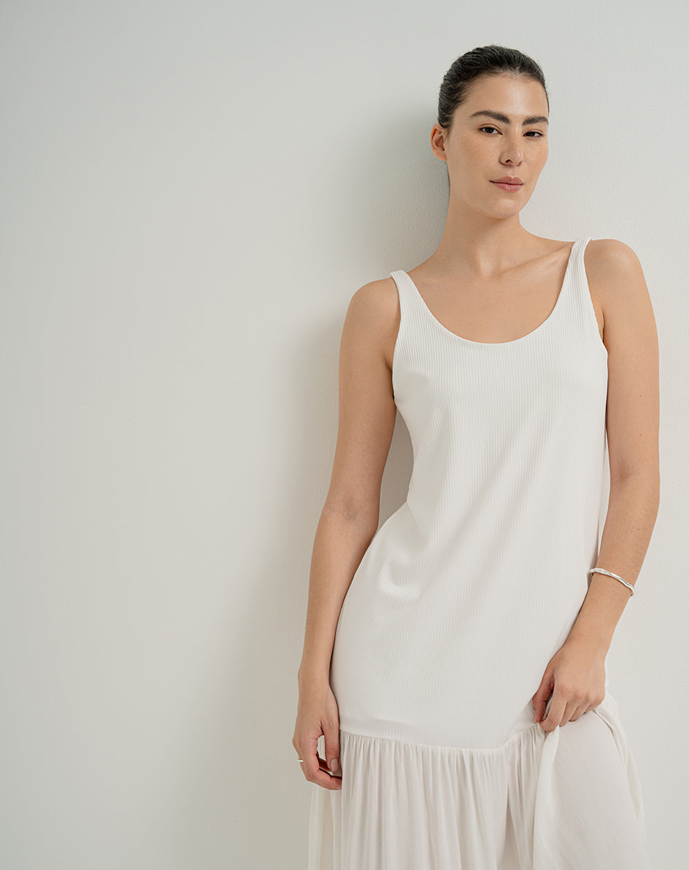 Vestido midi crudo mujer