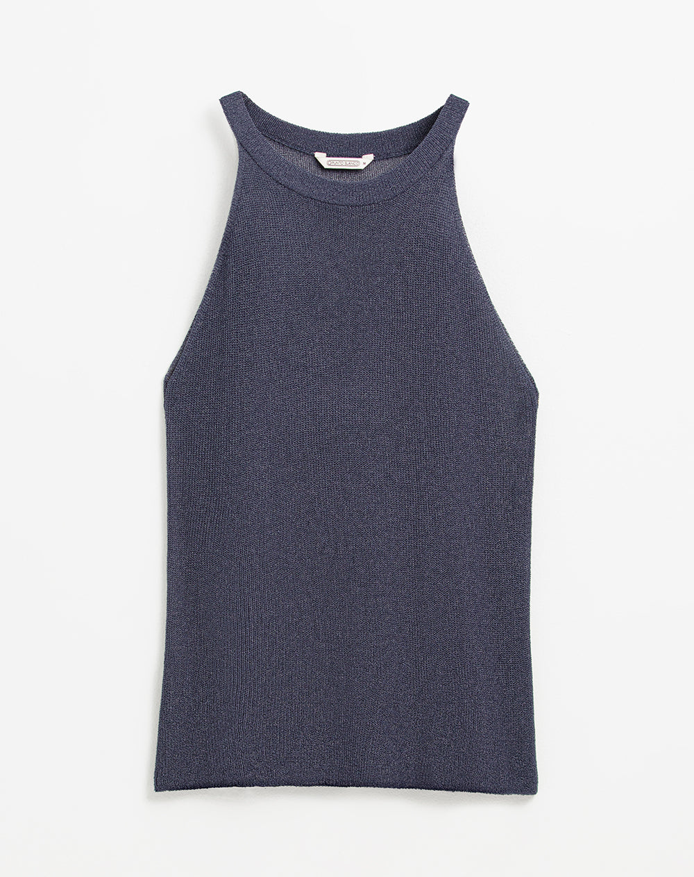 Blusa ajustada tejida acabado brillo azul mujer