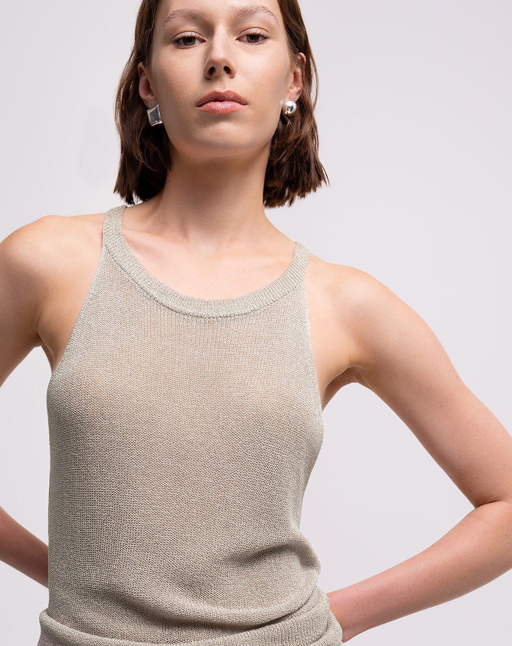 Blusa regular tejida acabado brillo habana mujer