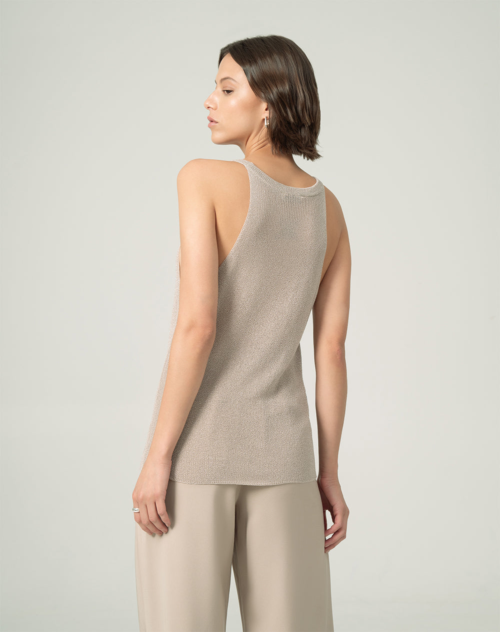 Blusa ajustada tejida acabado brillo habana mujer