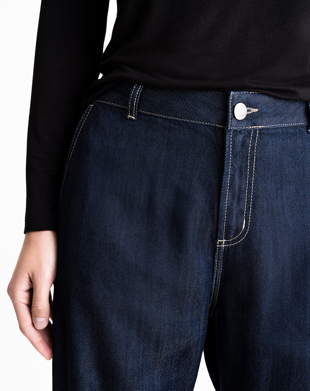 Jean recto tiro alto índigo oscuro mujer