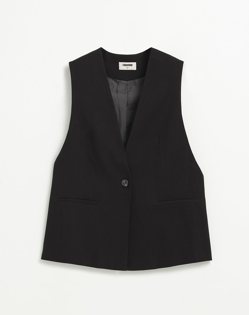 Chaleco tipo sastre oversize negro mujer