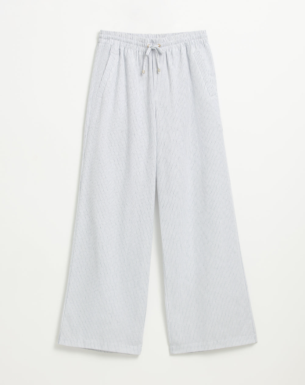 Pantalón tiro alto elástico en cintura rayas mujer