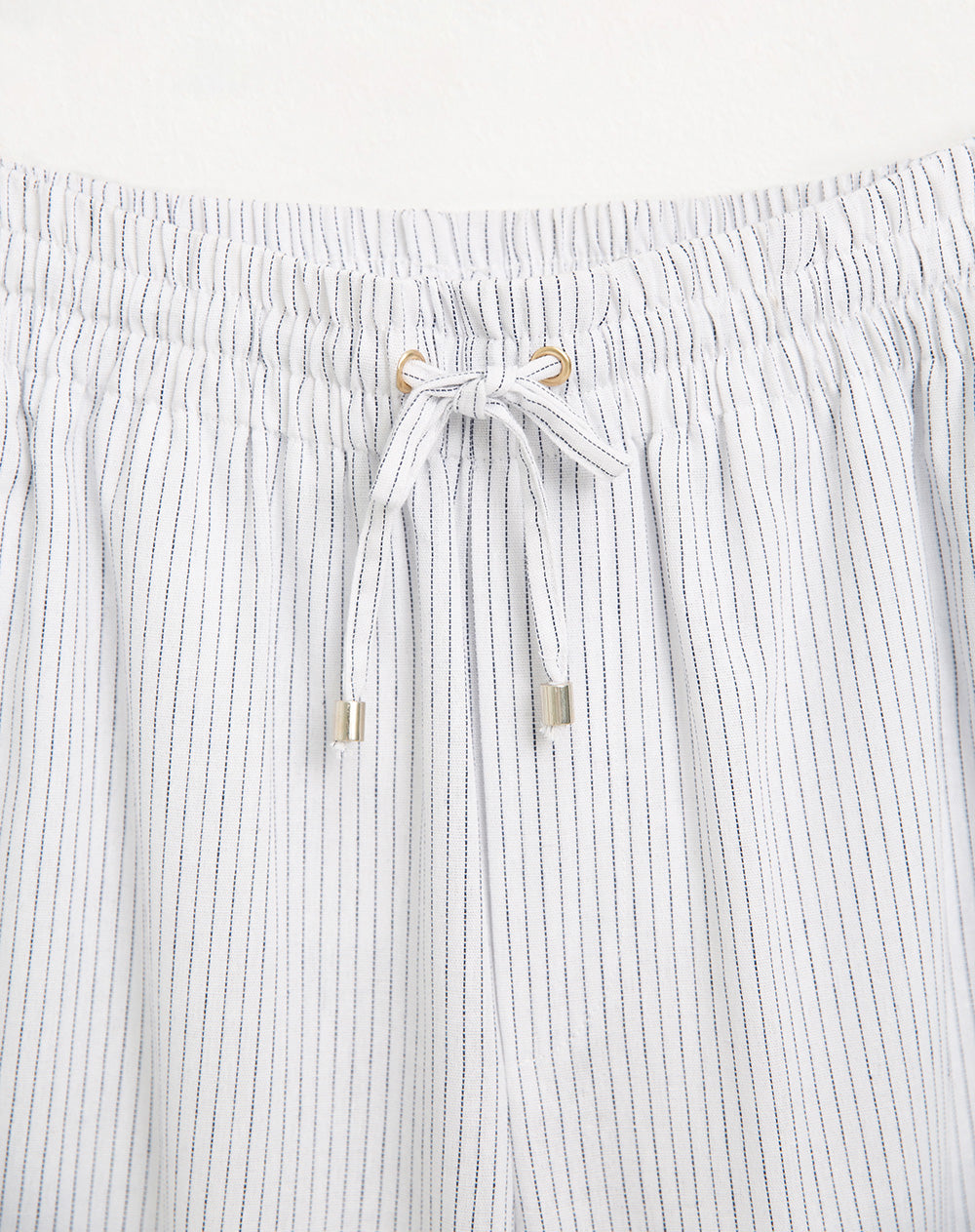 Pantalón tiro alto elástico en cintura rayas mujer