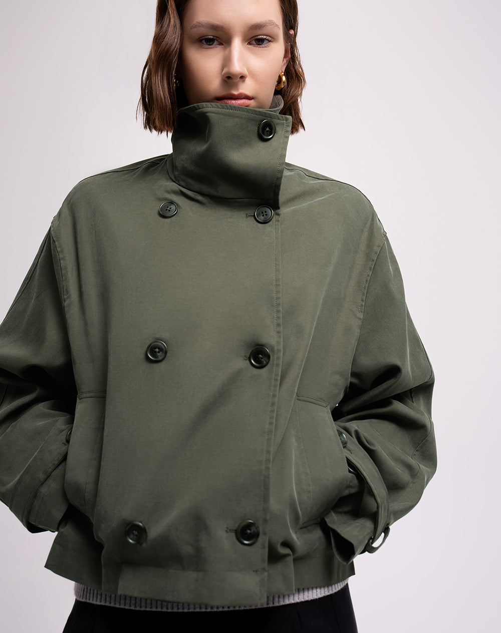 Chaqueta recta oversize verde mujer