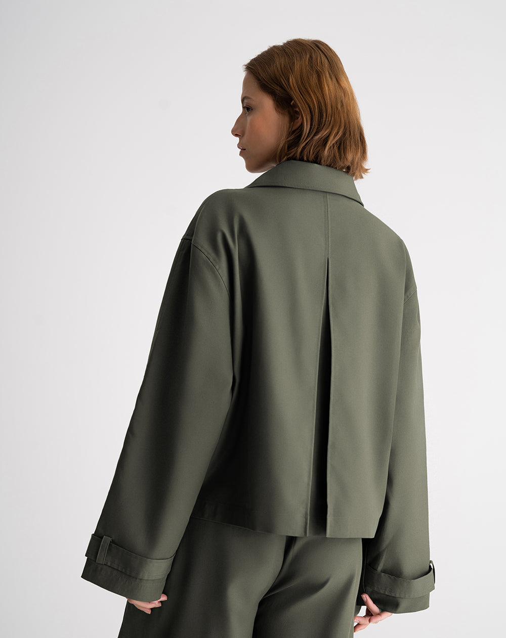 Chaqueta recta oversize verde mujer
