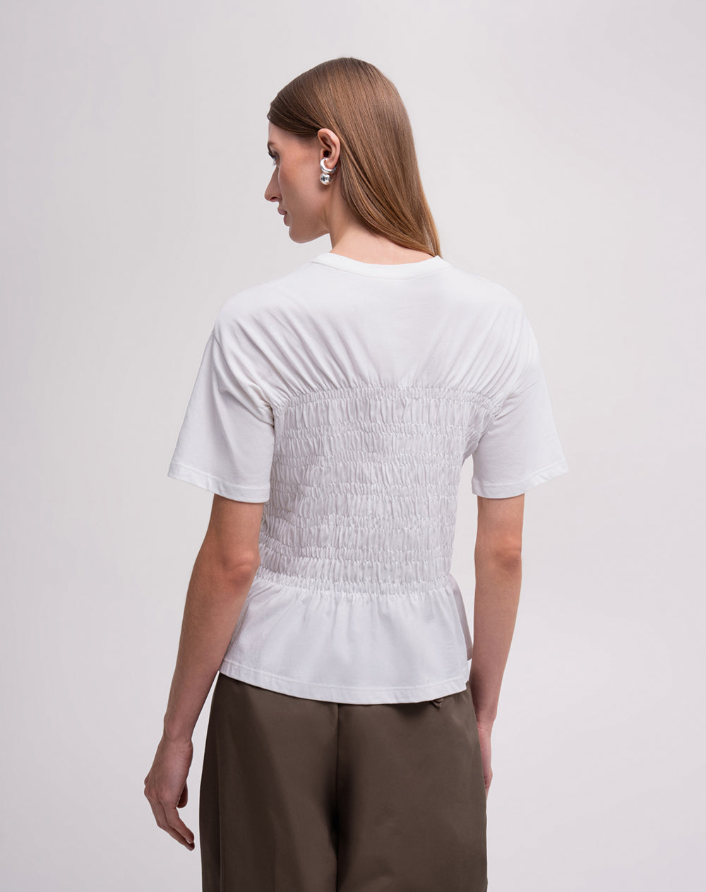 Camiseta nido de abeja crema mujer