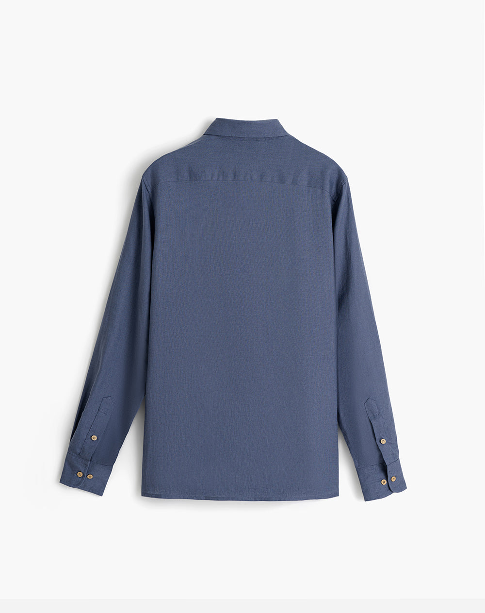 Camisa manga larga regular lino azul hombre
