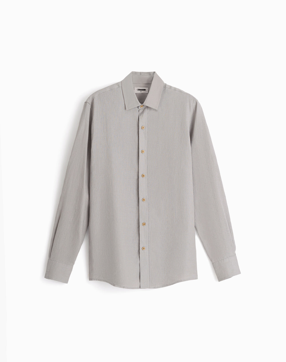 Camisa manga larga regular lino gris hombre