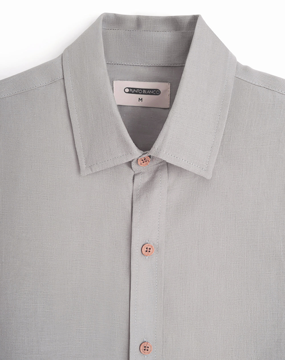 Camisa manga larga regular lino gris hombre