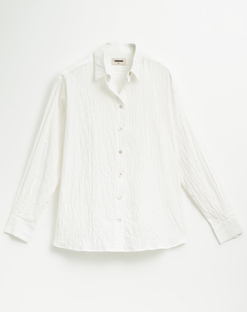 Camisa manga larga oversize efecto arrugado crudo mujer