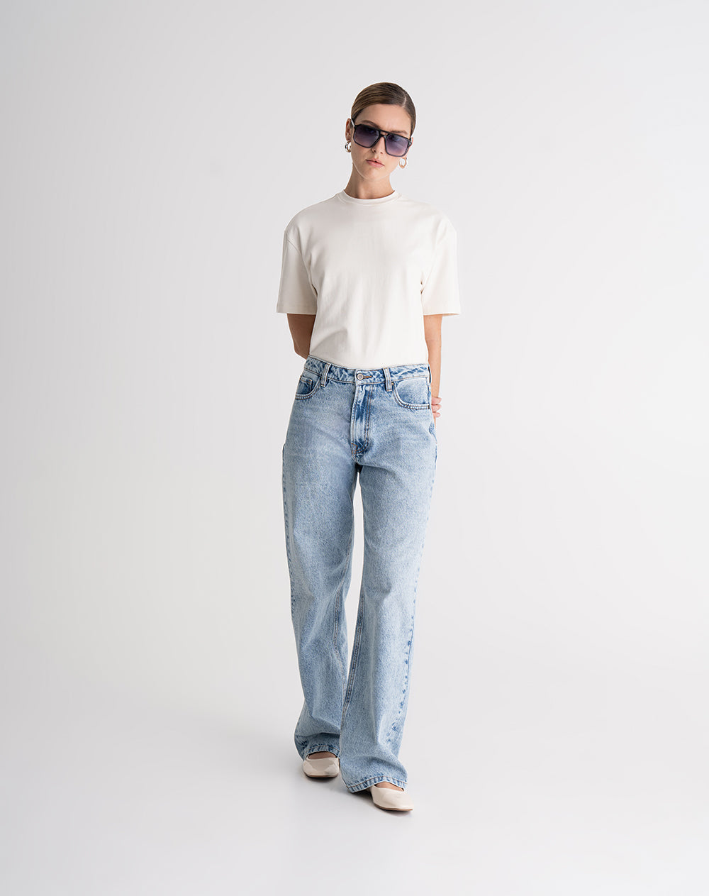 Jean recto tiro alto índigo medio mujer