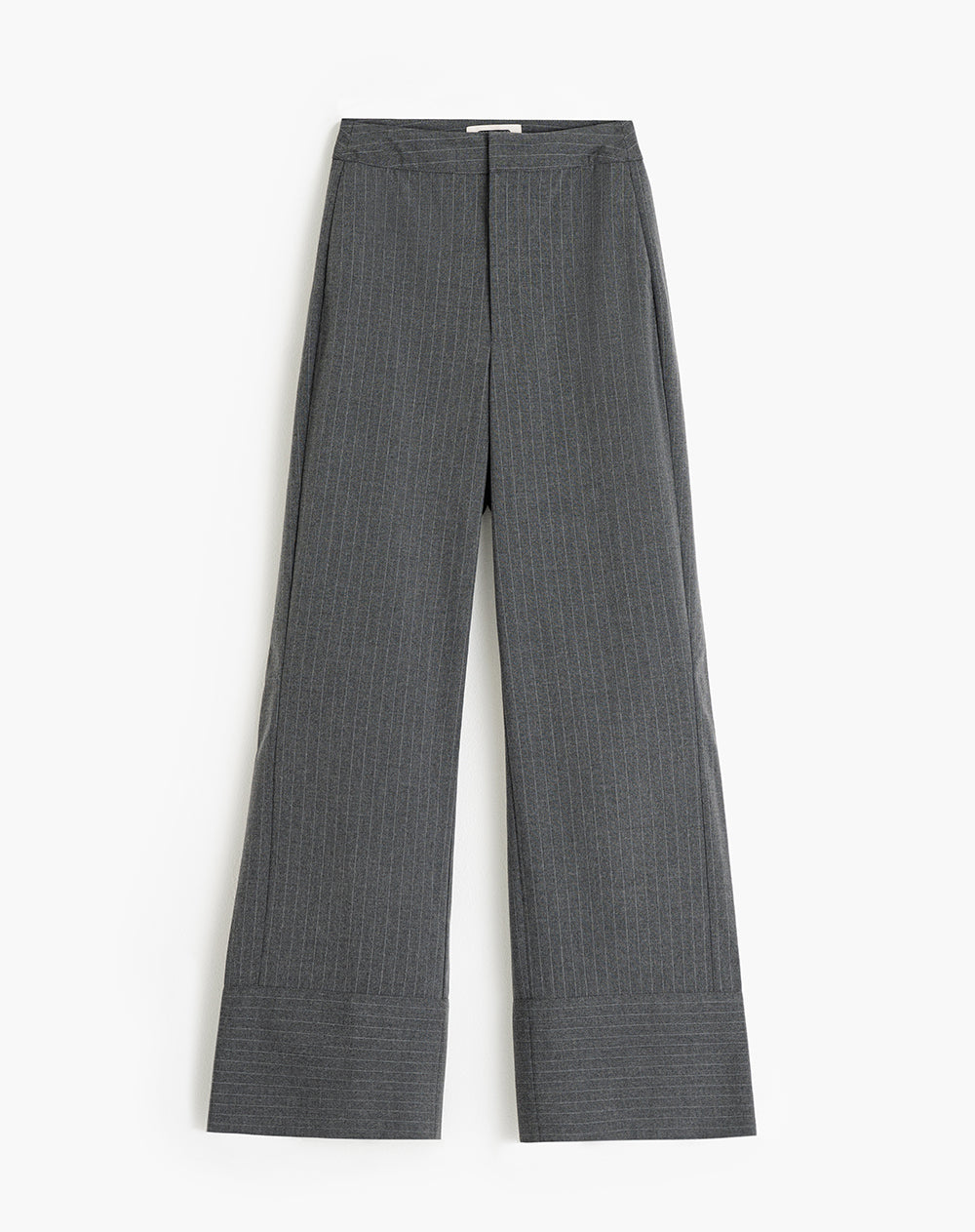 Pantalón wide leg pinstripes tiro alto gris mujer