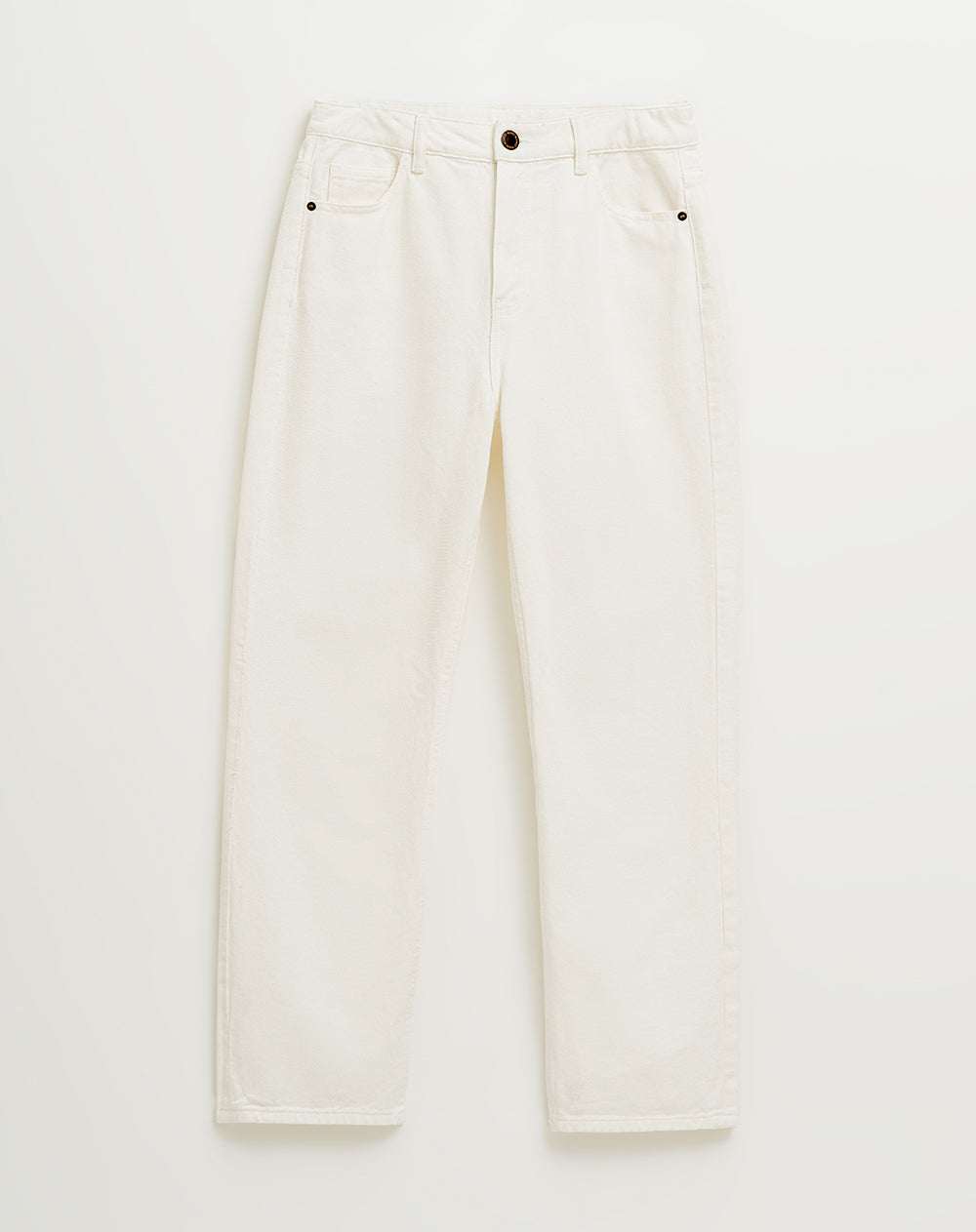 Jean recto tiro alto blanco mujer