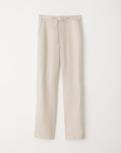 Pantalón tiro alto cordón de ajuste habano mujer