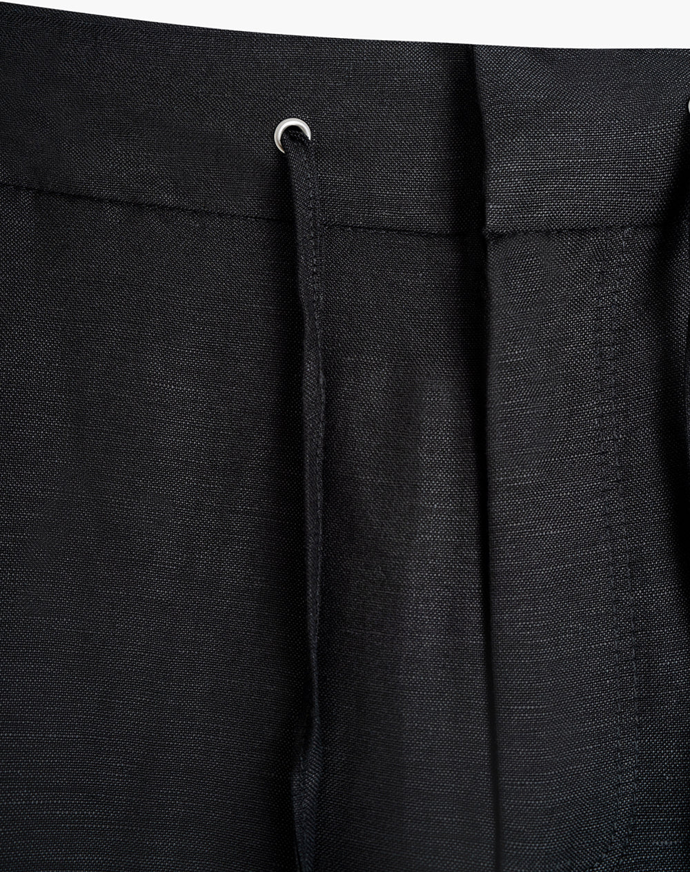 Pantalón recto tiro alto cordón de ajuste negro mujer