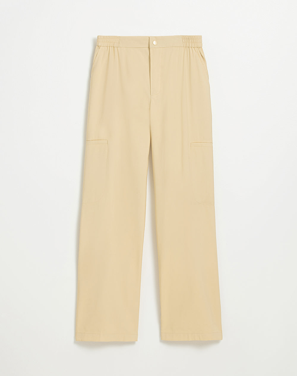 Pantalón recto tiro medio elástico en cintura amarillo mujer