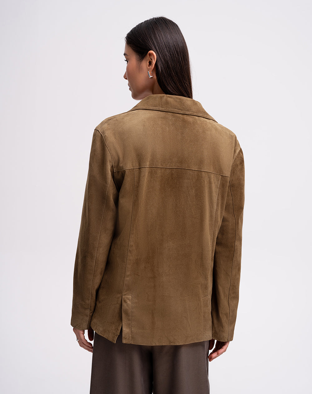 Chaqueta overshirt cuero café mujer