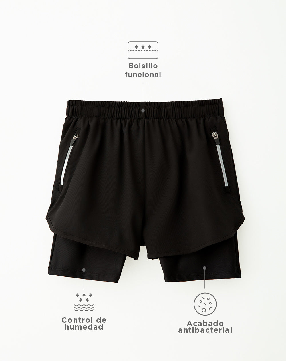 Short deportivo ciclista interno negro para mujer