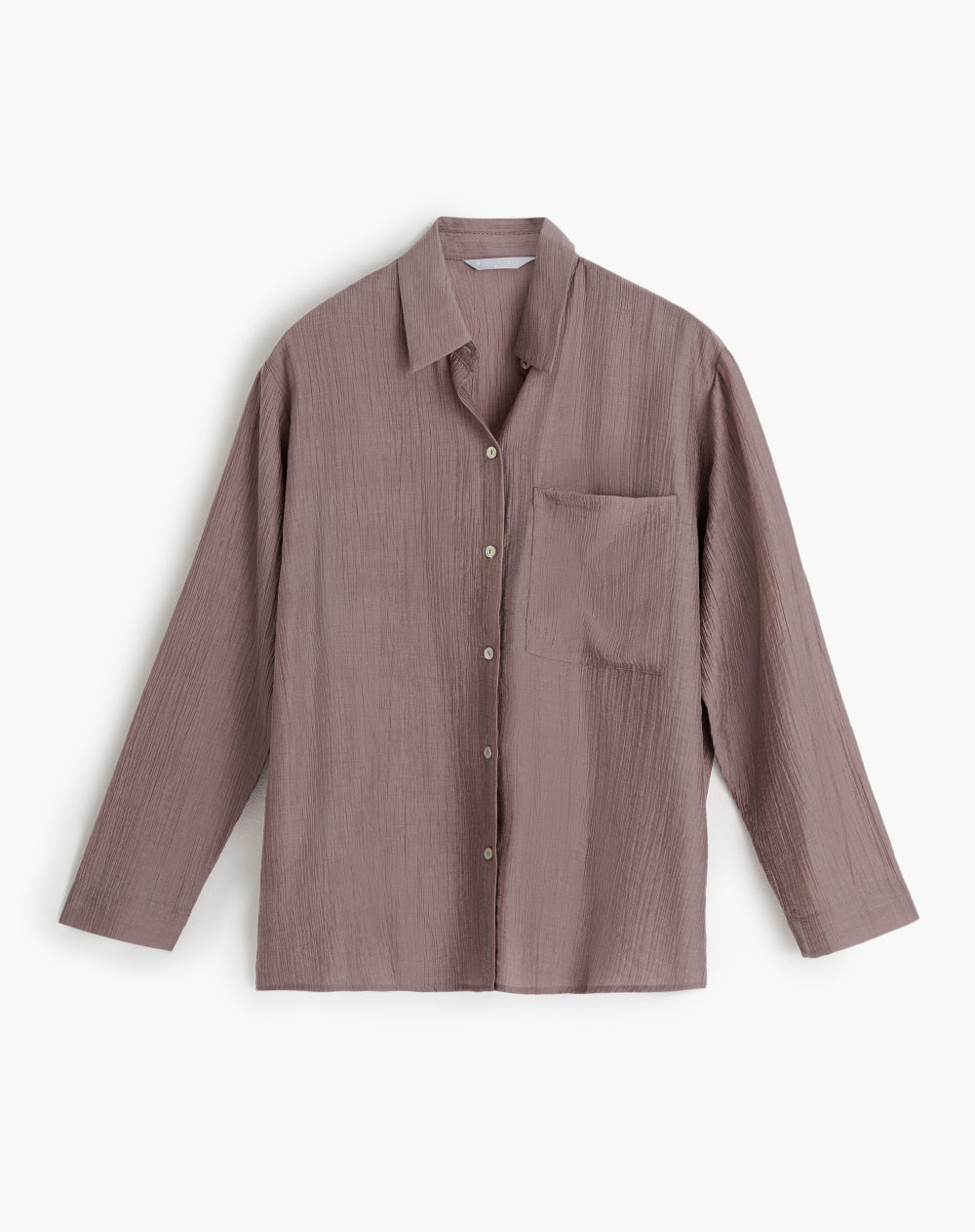 Camisa manga larga satín efecto arrugado palo rosa mujer