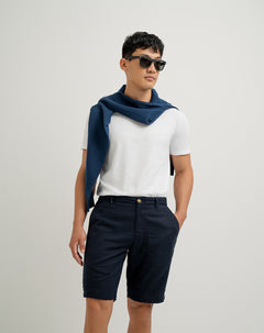 Bermuda regular lino azul hombre